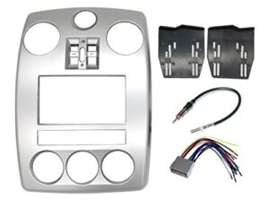 aftermarket double din radio stereo bezel install installation kit + standard wire harness + antenna adapter compatible with chrysler pt cruiser 2006-2010