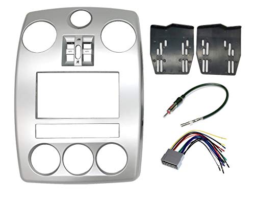 Aftermarket Double Din Radio Stereo Bezel Install Installation Kit + Standard Wire Harness + Antenna Adapter Compatible with Chrysler Pt Cruiser 2006-2010