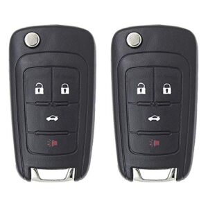 keyless2go replacement for new keyless remote 4 button flip car key fob for equinox verano sonic and other vehicles that use fcc oht01060512 (2 pack)
