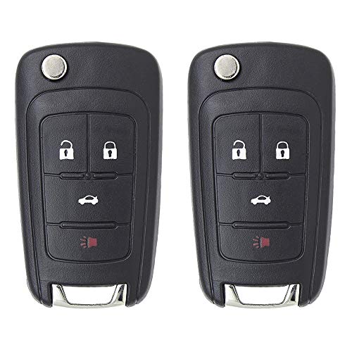 Keyless2Go Replacement for New Keyless Remote 4 Button Flip Car Key Fob for Equinox Verano Sonic and Other Vehicles That Use FCC OHT01060512 (2 Pack)