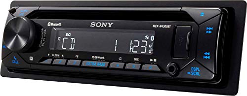 Sony MEX-N4300BT Built-in Dual Bluetooth Voice Command CD/MP3 AM/FM Radio Front USB AUX Pandora Spotify iHeartRadio iPod / iPhone Siri and Android Controls Car Stereo Receiver with ALPHASONIK EARBUDS