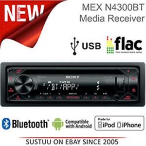 Sony MEX-N4300BT Built-in Dual Bluetooth Voice Command CD/MP3 AM/FM Radio Front USB AUX Pandora Spotify iHeartRadio iPod / iPhone Siri and Android Controls Car Stereo Receiver with ALPHASONIK EARBUDS