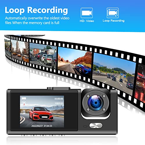 SIXWIN Dash Cam Front and Rear Triple lences Dash Cam with 32G TF Card 2 inch Dashboard Camera 1080P Full HD 130°Wide Angle with Parking Monitor Loop Record Voice Record Night Vision Backup Camera