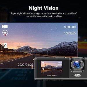 SIXWIN Dash Cam Front and Rear Triple lences Dash Cam with 32G TF Card 2 inch Dashboard Camera 1080P Full HD 130°Wide Angle with Parking Monitor Loop Record Voice Record Night Vision Backup Camera