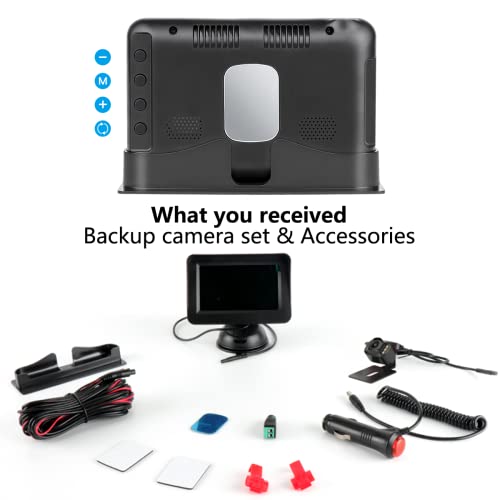 Backup Camera Rear View Monitor Kit, for Car Truck Minivan,Waterproof,Night Vision,Easy Installation, 4.3inch
