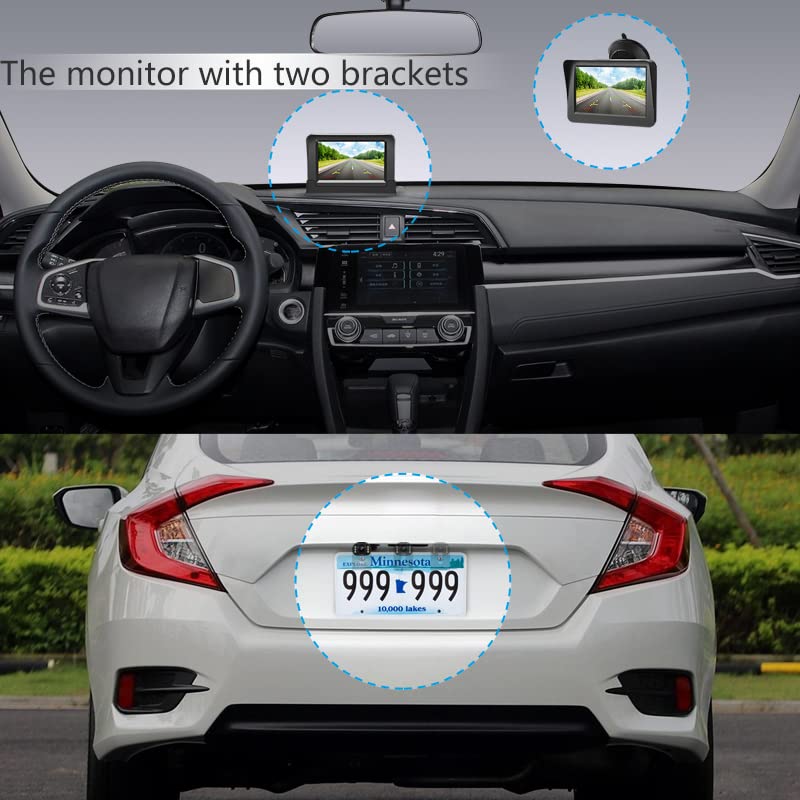 Backup Camera Rear View Monitor Kit, for Car Truck Minivan,Waterproof,Night Vision,Easy Installation, 4.3inch