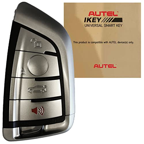 Autel MaxiIM IKEY Universal Key Fob Replacement with BMW-Type Rescue Blade Keyless Entry Remote Control Blank Car Key 4 Buttons Clicker Work with Key Fob Programming Tool Autel KM100 IM508 IM608