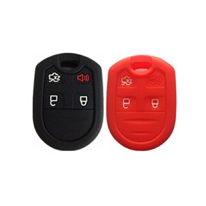 black and red silicone key fob case cover skin key jacket keyless smart jacket cover protector for expedition f150 f250-350 lincoln navigator