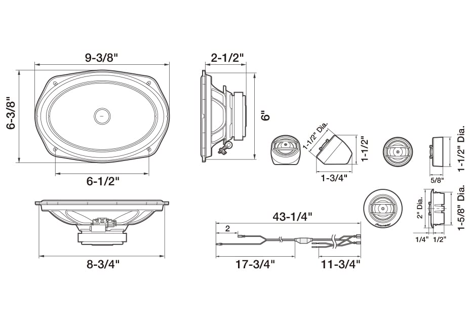 PIONEER TS-A692C A Series 6" x 9" 450 W Max Power, Carbon/Mica-Reinforced IMPP Cone, 20mm PI Tweeter - Component Speakers (Pair)