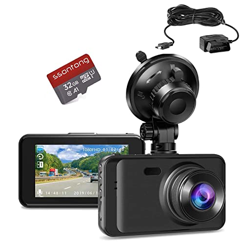 Dash cam with 32 GB SD Card Plus OBD Power Cable