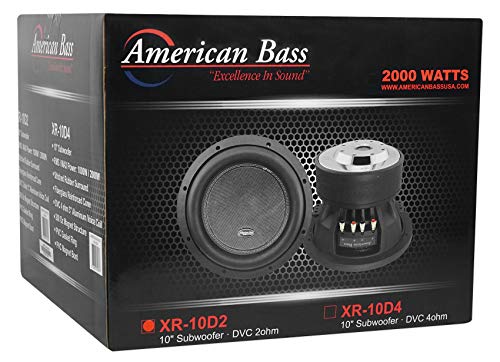 American Bass XR-10D2 10" Subwoofer Dual 2 Ohm 2000W Max 200 Oz. Magnet Single