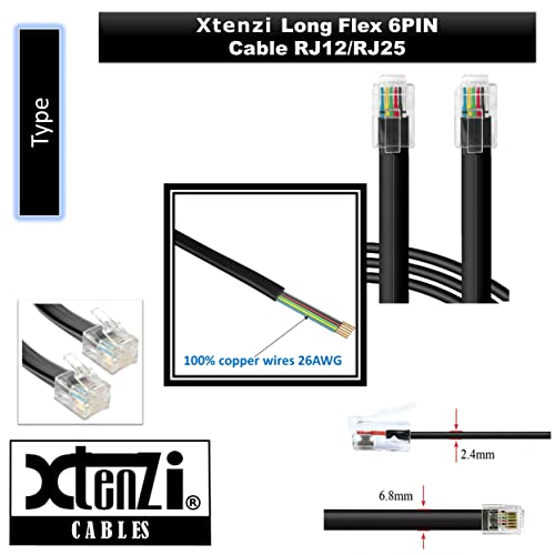 Xtenzi 6Pin Flex Cable XTFC Wire Accessory XT91612 for Amp Remote Bass Knob Compatible with Kicker IX ZX DX ZXM Amplifier