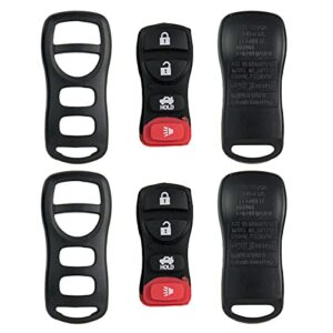 keyless2go replacement for new shell case and 4 button pad for remote key fob with fcc kbrastu15 – shell only (2 pack)