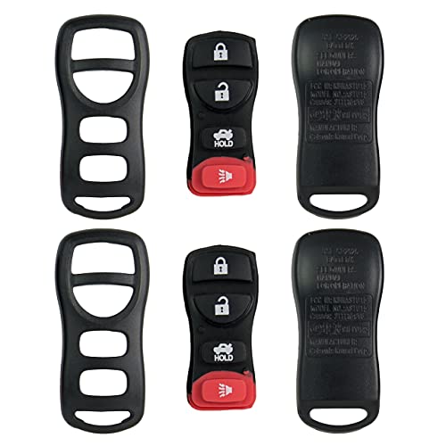 Keyless2Go Replacement for New Shell Case and 4 Button Pad for Remote Key Fob with FCC KBRASTU15 - Shell ONLY (2 Pack)