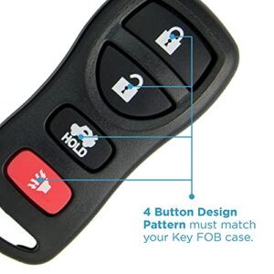 Keyless2Go Replacement for New Shell Case and 4 Button Pad for Remote Key Fob with FCC KBRASTU15 - Shell ONLY (2 Pack)