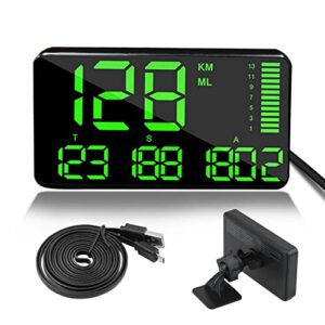 kingneed original universal gps head up display speedometer odometer car digital speed display mph over speeding alarm car clock for all vehicles c60/c60s/c80/c90 (c90)