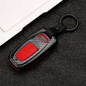 beerte key fob cover fit for audi a3 a4 a5 a6 a7 a8 s5 q3 q5 q7 tt key shell 3 button keyless entry remote control smart car key fob protective case(red carbon fiber)