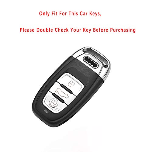 Beerte Key Fob Cover fit for Audi A3 A4 A5 A6 A7 A8 S5 Q3 Q5 Q7 TT Key Shell 3 Button Keyless Entry Remote Control Smart Car Key Fob Protective Case(Red Carbon Fiber)