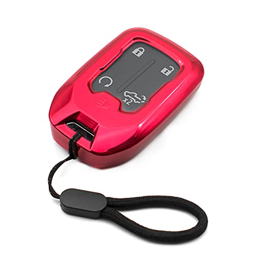 Compatible with 2020 2021 Chevrolet Chevy Silverado 1500 2500 3500 Suburban Tahoe GMC Acadia Terrain Yukon Red TPU Key Fob Cover Case Remote Holder Skin Protector Keyless Entry Sleeve Accessories