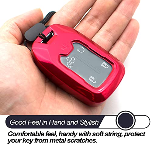 Compatible with 2020 2021 Chevrolet Chevy Silverado 1500 2500 3500 Suburban Tahoe GMC Acadia Terrain Yukon Red TPU Key Fob Cover Case Remote Holder Skin Protector Keyless Entry Sleeve Accessories