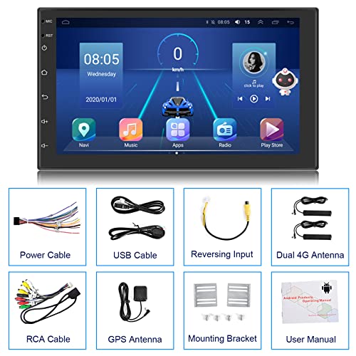 EAKT Android10 Car Stereo 4+64GB Intelligent Voice 7'' Car Radio with Carplay DSP Double Din Touch Screen GPS Navigation Split Screen Support 4G WiFi Bluetooth FM Steering Wheel Control DVR