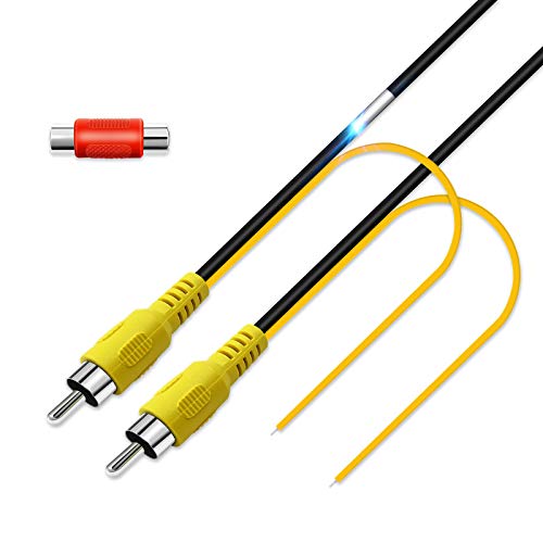 Pixelman 33Ft Backup Camera RCA Video Extension Cable,Pure Copper Double-Shielded Car Rear View Reverse Cam Cord,Auto Monitor Back Up AV Wire,Yellow Connector Adapter for Vehicle SUV RV Pickup Trucks