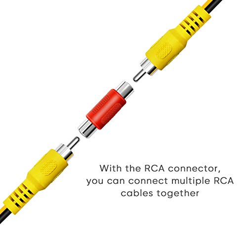 Pixelman 33Ft Backup Camera RCA Video Extension Cable,Pure Copper Double-Shielded Car Rear View Reverse Cam Cord,Auto Monitor Back Up AV Wire,Yellow Connector Adapter for Vehicle SUV RV Pickup Trucks