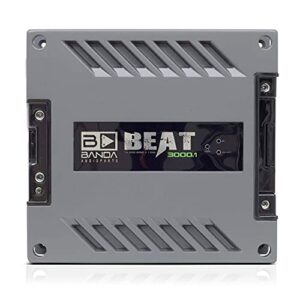 1-Channel Vehicle Audio Amplifier - 3000 Watts High-Powered Mono Bass Amplifier w/Subsonic Filter and Low Pass Filter Stable at 1 ohm, LED Indicators, Sound Specialization - BANDA BEAT3001