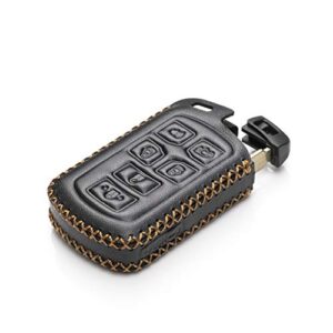 Vitodeco Genuine Leather Smart Key Keyless Remote Entry Fob Case Cover with Key Chain Compatible with Toyota Sienna 2011-2020 (6 Buttons, Black)