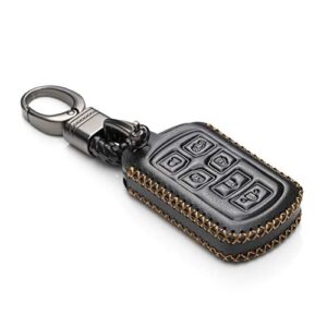 Vitodeco Genuine Leather Smart Key Keyless Remote Entry Fob Case Cover with Key Chain Compatible with Toyota Sienna 2011-2020 (6 Buttons, Black)