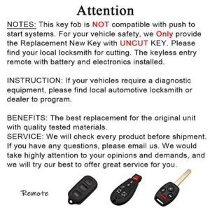 DRIVESTAR Keyless Entry Remote Car Key Replacement for Honda 2003-2007 Accord Replacement for OUCG8D-380H-A