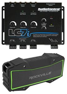 audiocontrol lc7i 6 channel active line out hi/lo converterwithbass processor dsp bundle with rockville rock everywhere portable bluetooth speaker/waterproof/wireless link
