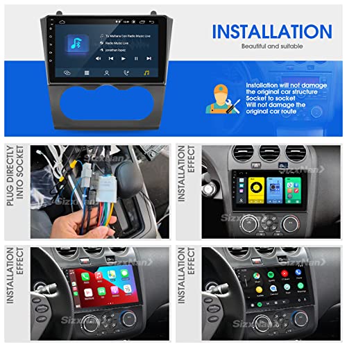 SizxNanv for Altima Android 10 Touch Screen Compatible with Carplay Android Auto,Car Radio Stereo Bluetooth Navigation Media Player GPS WIFI FM/AM Rear Camera for Altima Teana 2008 2009 2010 2011 2012