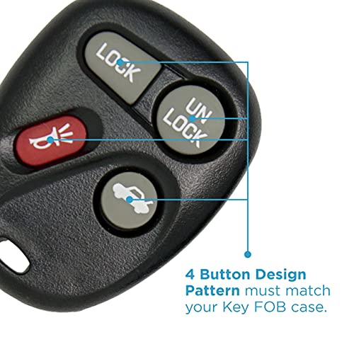 Keyless2Go Replacement for Key Fob Shell Case for GM Vehicles with FCC KOBLEAR1XT, KOBUT1BT - Shell Only