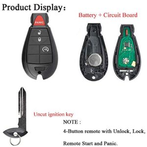 4 Button Replacement Car Key Fob Fobik GQ4-53T Keyless Entry Remote for 2013-2018 Dodge Ram 1500 2500 3500