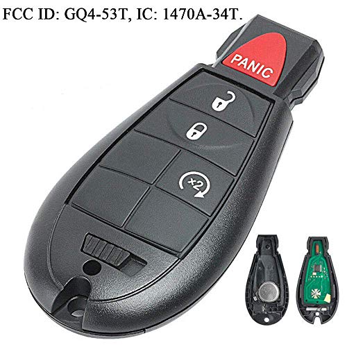 4 Button Replacement Car Key Fob Fobik GQ4-53T Keyless Entry Remote for 2013-2018 Dodge Ram 1500 2500 3500