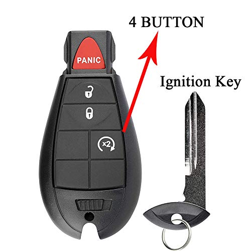 4 Button Replacement Car Key Fob Fobik GQ4-53T Keyless Entry Remote for 2013-2018 Dodge Ram 1500 2500 3500