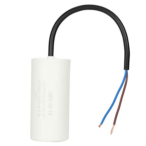 CBB60 Run Capacitor with Wire Lead 250V AC 100uF 50/60Hz Run Round Capacitors for Motor Air Compressor, Air Conditioners, Compressors and Motors - Heat Resisting, Low Leakage and Low Impedance