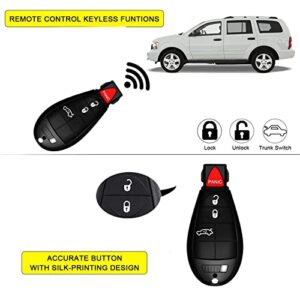 4 Button Keyless Entry Remote Key fob Compatible for 2008-2010 Chrysler 300, 2008-2012 Dodge Charger Journey Durango, 2008-2014 Grand Caravan, Challenger M3N5WY783X IYZ-C01C 433MHz