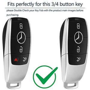 Lcyam Key Fob Cover Smooth Durable Remote Case Fits for Mercedes-Benz A220 E63S AMG E-Class GLE 350 4MATIC E300 E400 E43 W213 Smart Key 2019 2020 2021, Black