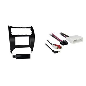 metra 99-8232b 2012-up toyota camry iso single/double din dash installation kit & axxess ax-toy28swc steering wheel controller add-on harness with rca and 28-pin connector for toyota vehicles