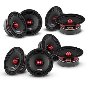 ds18 pro-x6.4bm loudspeaker – 6.5″, midrange, red aluminum bullet, 500w max, 250w rms, 4 ohms – premium quality audio door speakers for car or truck stereo sound system (8 speakers)