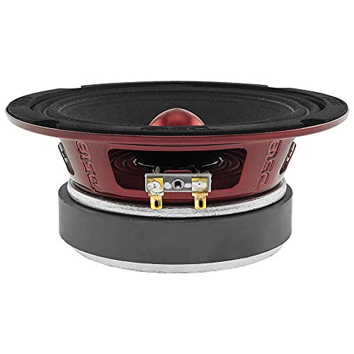 DS18 PRO-X6.4BM Loudspeaker - 6.5", Midrange, Red Aluminum Bullet, 500W Max, 250W RMS, 4 Ohms - Premium Quality Audio Door Speakers for Car or Truck Stereo Sound System (8 Speakers)