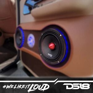 DS18 PRO-X6.4BM Loudspeaker - 6.5", Midrange, Red Aluminum Bullet, 500W Max, 250W RMS, 4 Ohms - Premium Quality Audio Door Speakers for Car or Truck Stereo Sound System (8 Speakers)