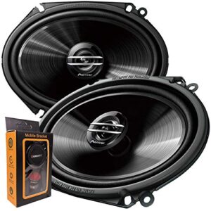 pair of pioneer ts-g6820s 500w max (80w rms) 6″ x 8″ g-series 2-way coaxial car speakers – 2 speakers + gravity magnet phone holder