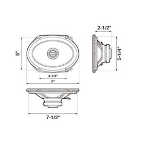 Pair of Pioneer TS-G6820S 500W Max (80W Rms) 6" X 8" G-Series 2-Way Coaxial Car Speakers - 2 Speakers + Gravity Magnet Phone Holder