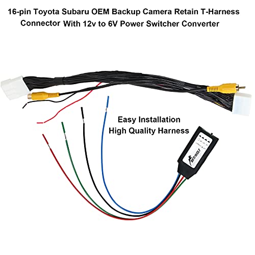 RED WOLF Compatible with Toyota 2013-2015, Subaru BRZ 2013-2015 Factory Backup Camera Retain T-Harness 16 Pin Add Rear View Camera on OEM Radio 12V to 6V Converter Kit Included