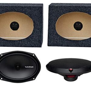 Rockford Fosgate R169X2 6x9" 130W Car Speakers and Angled 6x9" Speaker Box