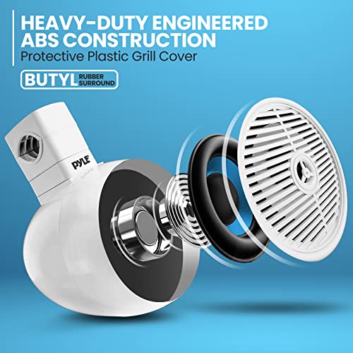 Pyle 6.5” 2-Way Marine Wakeboard Tower Speakers w/LED Lights, Full Range Waterproof Outdoor Speakers for Off-Road ATV, UTV, Jeep or Boat (White)