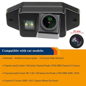 HD 1280x720p Reversing Camera Integrated in Number Plate Light License Rear View Backup Camera Waterproof Night Vision for Toyota Land Cruiser/Prado LC 90 120 150 / Prado/FJ Cruiser